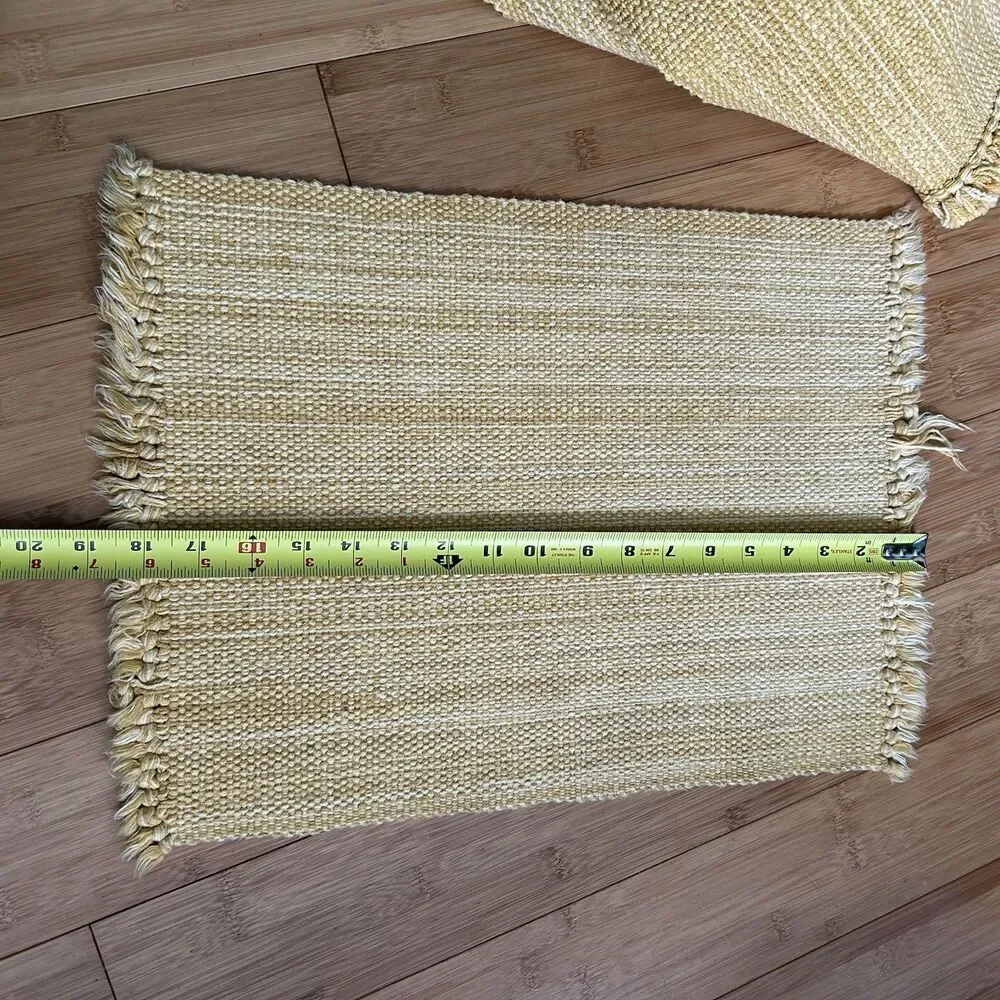 Vintage Yellow Woven Fabric Placemats Set Of 6 Dinner Table